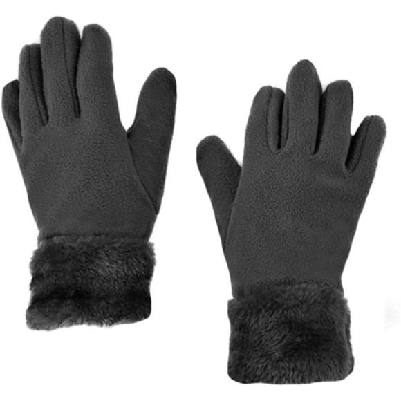 Women\'s Warm Fleece Winter Hat and Glove Set & Scarves, Dark Charcoal main image 5
